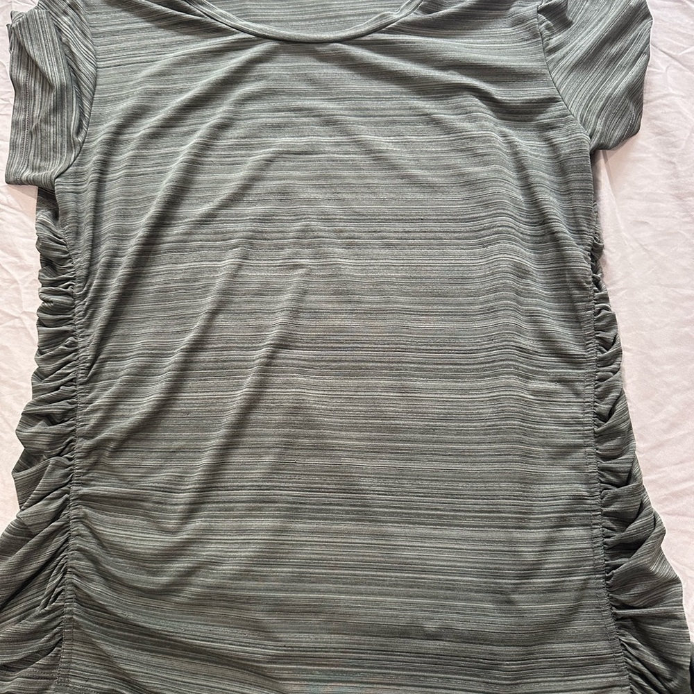 Eddie Bauer Gray Striped Ruched Women's Tee